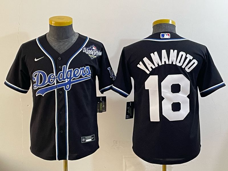 Youth Nike 2026 Los Angeles Dodgers #18 Yamamoto Black Game MLB Jersey 099